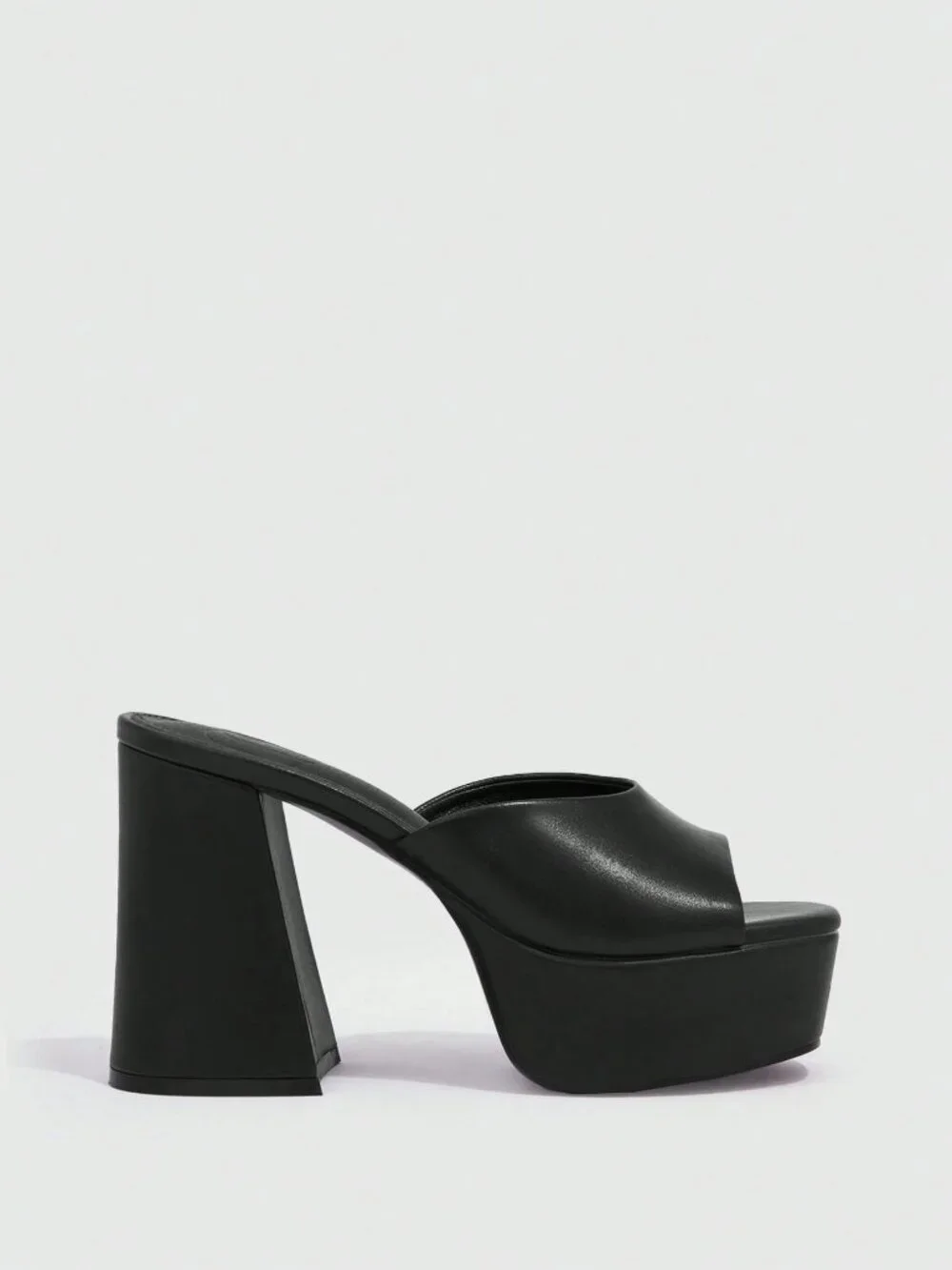 Black Sexy Women's Minimalist Platform Chunky Heeled Mule Sandals